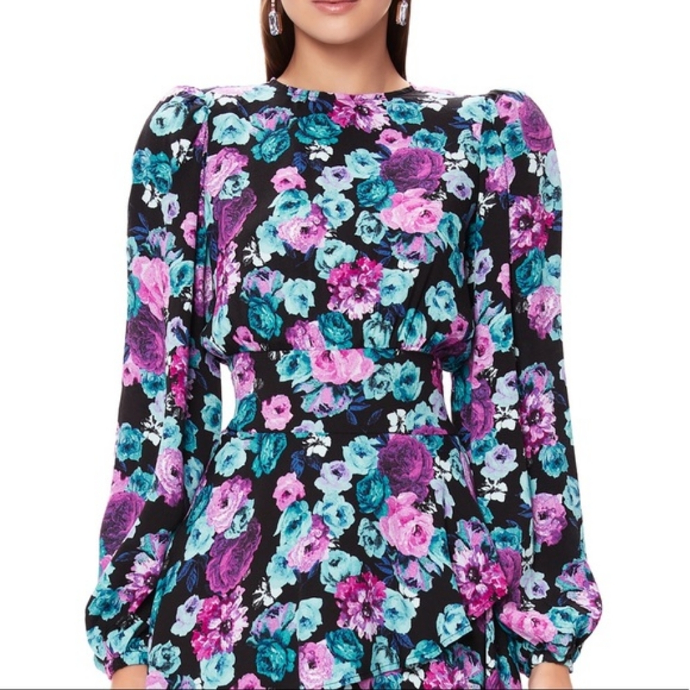 AFRM Parker Ruffle Back Cutout Long Sleeve Dress